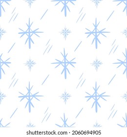 Seamless pattern with hand-drawn snowflakes. Flat vector winter background