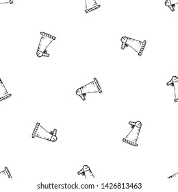 Seamless pattern Handdrawn speaker doodle icon. Hand drawn black sketch. Sign symbol. Decoration element. White background. Isolated. Flat design. Vector illustration.