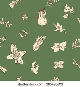 Seamless pattern with hand-drawn spices.