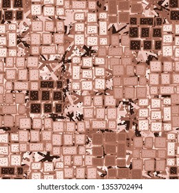 Seamless pattern. Hand-drawn square blocks and abstract background.
