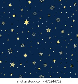 Seamless pattern with handdrawn stars. Doodle vector illustration.