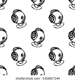 Seamless pattern Handdrawn Surveillance Camera doodle icon. Hand drawn black sketch. Sign symbol. Decoration element. White background. Isolated. Flat design. Vector illustration.