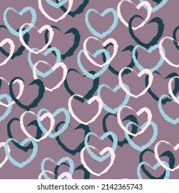 Patrón sin brillo con corazones de cepillo de textura dibujados a mano. Fondo vectorial sin fin para tela y papel envolvente. Ideal para vacaciones, bodas y San Valentín. Ilustración del vector