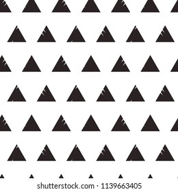 Seamless pattern with hand-drawn triangles on white background. Vector illustration.