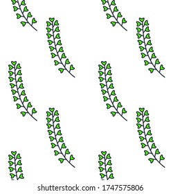 Seamless pattern of hand-drawn tropical floral leaves and flowers doodle. line art or outline botanical decoration. wallpaper, background and textile use. White background