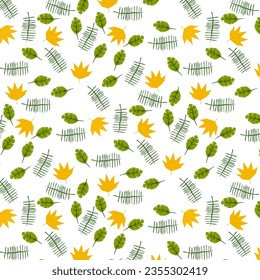 Seamless pattern hand-drawn with tropical leaves. floral seamless pattern with leaves The geometric pattern with lines. Seamless vector background. for paper,cover,interior deecor,texture,fabric