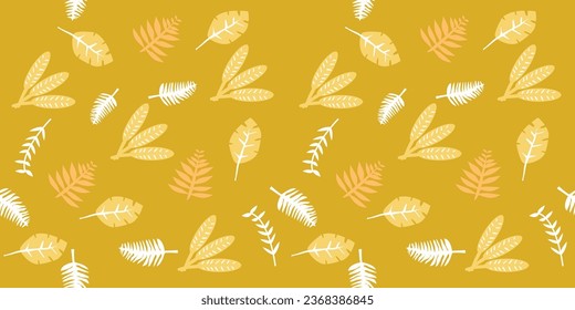 Seamless pattern hand-drawn with tropical leaves. floral seamless pattern with leaves The geometric pattern with lines. Seamless vector background. for paper,cover,interior deecor,texture,fabric