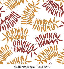 Seamless pattern with hand-drawn tropical leaves