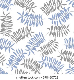 Seamless pattern with hand-drawn tropical leaves