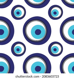 Seamless Pattern with hand-drawn Turkish eye. Symbol of protection Turkey, Greece, Cyprus, Crete. Background with magic items