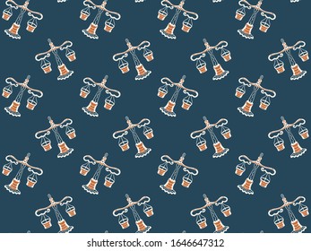 Seamless pattern of hand-drawn vintage vintage scales on a dark background. Symbol of the zodiac sign Libra, justice and balance. For packaging, fabric, textile, etc. Vector.