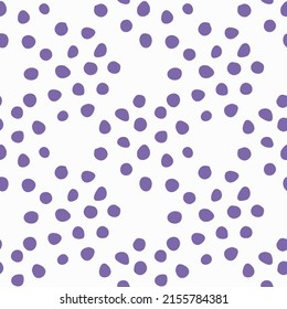Seamless pattern of hand-drawn violet dots doodles. Abstract scandinavian trendy vector illustration. Organic shapes. Cute childish design for wallpaper, paper, fabric, stationery, textile