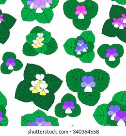 Seamless pattern with hand-drawn violets