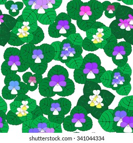 Seamless pattern with hand-drawn violets