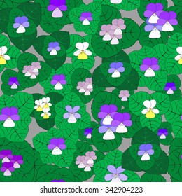 Seamless pattern with hand-drawn violets