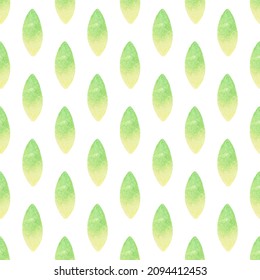 Seamless pattern with hand-drawn watercolor green leaves. Abstract background illustration. Organic, natural, freshness concept for textile, print, etc.