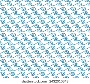 Seamless pattern with hand-drawn waves