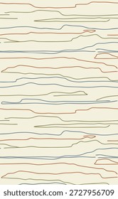 Un patrón sin fisuras de líneas Horizontales onduladas dibujadas a mano en varios colores sobre un fondo claro, creando un diseño texturizado y artístico.