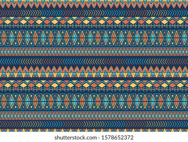 Seamless pattern with handmade ancient ethnic symbol. Vector tribal aztec stripes vintage. Background for fashion textile ready for print.