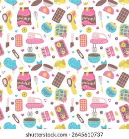 Seamless pattern Handmade chocolate vector illustration on the white background.