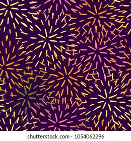 seamless pattern with hand-painted fireworks