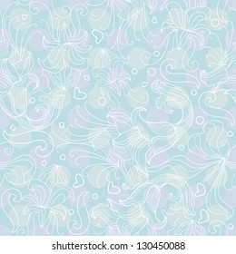 Seamless pattern with hand-painted flowers