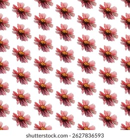 Seamless pattern with hand-painted pink flowers. Ideal for fabric, wallpaper, packaging, and wedding designs. Romantic and elegant floral print on white background.
