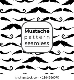 Seamless pattern of handrawn stylish hipster mustache random beige background