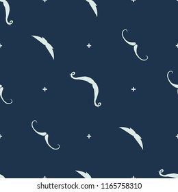 Seamless pattern of handrawn stylish hipster mustache random beige background