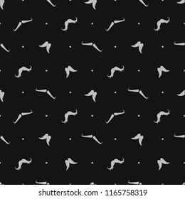 Seamless pattern of handrawn stylish hipster mustache random beige background