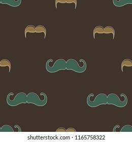 Seamless pattern of handrawn stylish hipster mustache random beige background