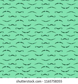 Seamless pattern of handrawn stylish hipster mustache random beige background
