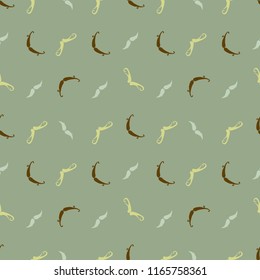 Seamless pattern of handrawn stylish hipster mustache random beige background
