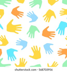 Seamless pattern from hands. Abstract backdrop, background from human palms