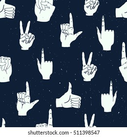 Seamless pattern with hands gestures