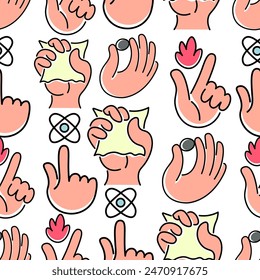 seamless pattern hands gestures in doodle style in vector. template for backdrop textile poster print design wrapping wallpaper