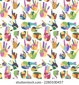 Seamless pattern Hands illustration background