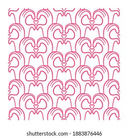 Seamless pattern of hands raised up and folded in the form of a silhouette of a heart.