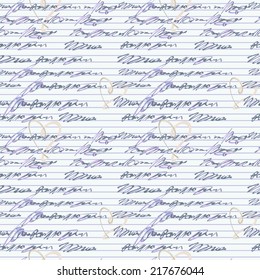 seamless pattern with handwriting text   with hearts - Illustration