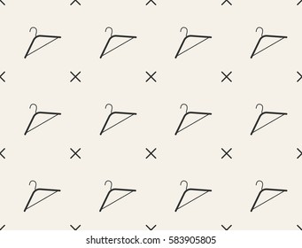 Seamless pattern with hanger, vector, tailoring