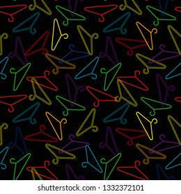 Seamless pattern. Hangers on a black background. Vector illustration