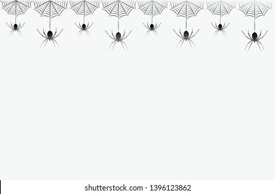 Seamless pattern with hanging spiders. Creepy background for Halloween