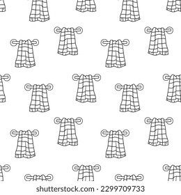 Patrón sin inconvenientes con la toalla colgante dibujada a mano del contorno del doodle vector