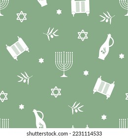 Seamless pattern with Hanukkah elements