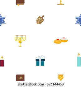 seamless pattern with hanukkah symbol icons for your design