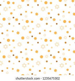 seamless pattern with Hanukkah symbols. Dreidel, menorah, star