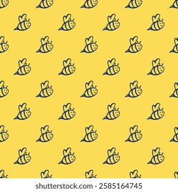 Seamless pattern with happy bees doodle for decorative print, wrapping paper, greeting cards, wallpaper and fabric