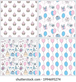 Seamless pattern happy birthday suitable for wrapping and decorating background. Vector illustration.