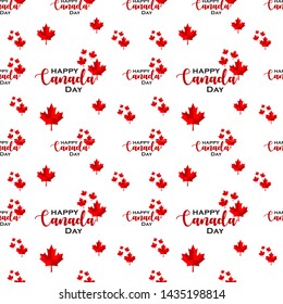 Seamless pattern happy canada day for textile fabrics. Canadian Maple leaves on a white background. Illustration