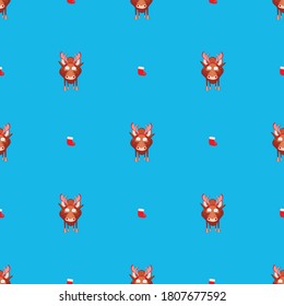Patrón sin foco para el Feliz Año Nuevo Chino 2021 - toros divertidos. Ilustración vectorial. Ideal para envolver papel, textil, papel de envoltura.